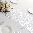 thumbnail image 5 of BalsaCircle 12x108 in Silver Sheer Organza Table Runner with Embossed Metallic Floral Design Party Events Reception, 5 of 6