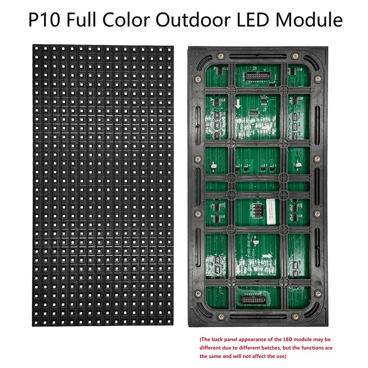 10Pcs P10 Full Color Outdoor LED Module HUB75 SMD3535 32x16 Pixels LED Display Panel 320x160mm 1/4S Driver,10 x LED Display Unit Board 10 x Power cord 10 x cable,Black