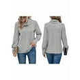thumbnail image 3 of Women'S - Tunic Sweaters Long Sleeve Ribbed Knit Comfy Loose Casual Fall Sweater Grey L, 3 of 7