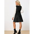 thumbnail image 4 of DARING DIVA Round Neck Sleeveless A-Line Pleated Faux Suede Overall Dress M Black, 4 of 6