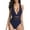 Dark Blue, variant on One Piece Swimsuits for Women Plunge Neck Bathing Suits Mesh Hollow Out Slim Fit Tummy Control Swimwear for Vacation,Pink,S