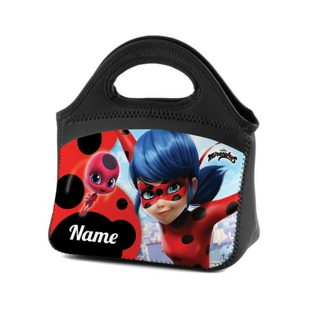 Personalized Miraculous Ladybug and Tikki Lunch Tote, Black