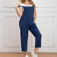 thumbnail image 5 of QATAINLAV Jumpsuits for Women Dressy Casual Loose Overalls Jumpers Sleeveless Wide Leg One Piece Pant Summer Solid Color Rompers with Pockets Lightning Sale Navy L, 5 of 6