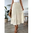 thumbnail image 6 of Women'S Summer Casual Elegant Smock Layered Tiered High Waisted A Line Flowy Long Skirts with Pockets White XS, 6 of 8