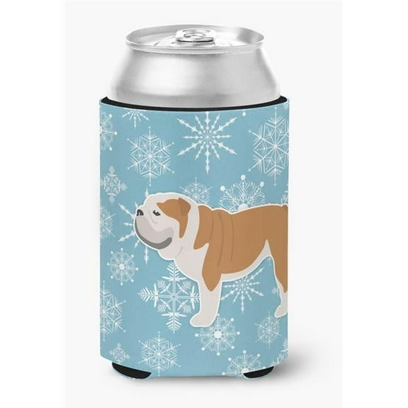 Caroline's Treasures BB3562CC Winter Snowflake English Bulldog Can or Bottle Hugger, Can Hugger, multicolor