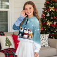 thumbnail image 4 of Xixirimido Snowflake Penguin Christmas Pattern Girls' Hoodies Sweatshirts with Pocket Half Zipper Pullover Crop Tops for Teen Girls Long Sleeve Sweater Size 11-12, 4 of 7