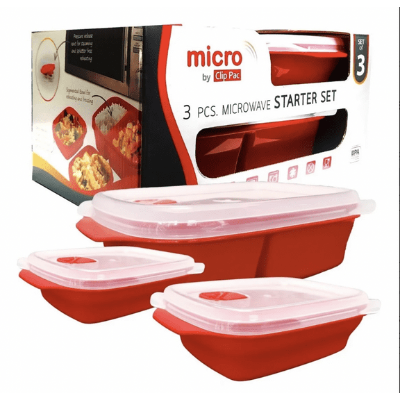Set de 3 Contenedores de Plastico Micro Resistentes para Microondas
