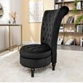 thumbnail image 3 of US Pride Furniture Gosser 20" Wide Velvet High Back Vanity Chair for Living Room, Black, 3 of 5