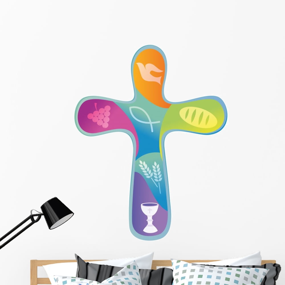 Colorful Christian Cross Wall Decal Wallmonkeys Peel and Stick Graphics