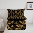 thumbnail image 5 of meiyoeat vintage Damask Floral King Size Comforter Sets,Baroque Flowers Pattern Comforters King Size,Black Reversible,3-Piece,1 Comforter and 2 Pillowcases, 5 of 7