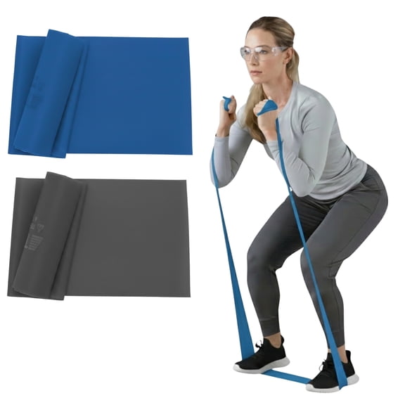 THERABAND Resistance Band Set, 5 ft, Advanced, Blue/Black, 2 Pack, Strength Training