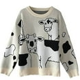 thumbnail image 4 of JINMGG 2024 Fall Winter Plus Size Sweaters for Women Clearance,Fashion Women's Cows Pattern Long Sleeve Round-Neck Sweaters Ladies Top, 4 of 5