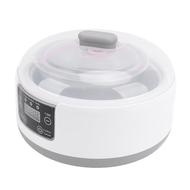 Electric Yogurt Maker Machine, 1.2L Multifunctional Homemade DIY Yogurt Natto Maker with Time Setting, Stainless Steel Liner Small Home Yogurt Incubator with 5 Jars