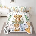thumbnail image 3 of Feelyou Cute Leopard Cheetah Twin Bedding Sets 7-Piece for Child, Kawaii Hippo Elephant Bedding Comforter Set, Jungle Animal Party Reversible Sheet Sets, Luxury Bedroom Decor, 3 of 9