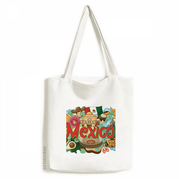 Teotihuacan Sintagma Mexico Graffiti Tote Canvas Bag Shopping Satchel Casual Handbag