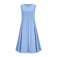 thumbnail image 6 of Zpzdpjkx Women's Solid Sleeveless Cotton Linen Midi Dress Round Neck Casual A-Line Summer Dress with Pockets, 6 of 8