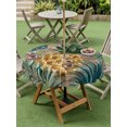 thumbnail image 5 of Outdoor Tablecloth with Umbrella Hole Zipper Summer Pineapple Round Tablecloth 60" Waterproof Outside Table Cloth Brown Wood Tropical Palm Monstera Leaves Patio Table Cover Tablecloths for Picnic, 5 of 8