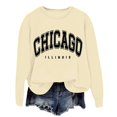 thumbnail image 6 of Women Fashion Sweatshirts Letter Print Long Sleeve Crew Neck Hoodless Loose Fit Pullover Tops Light Yellow, 6 of 6