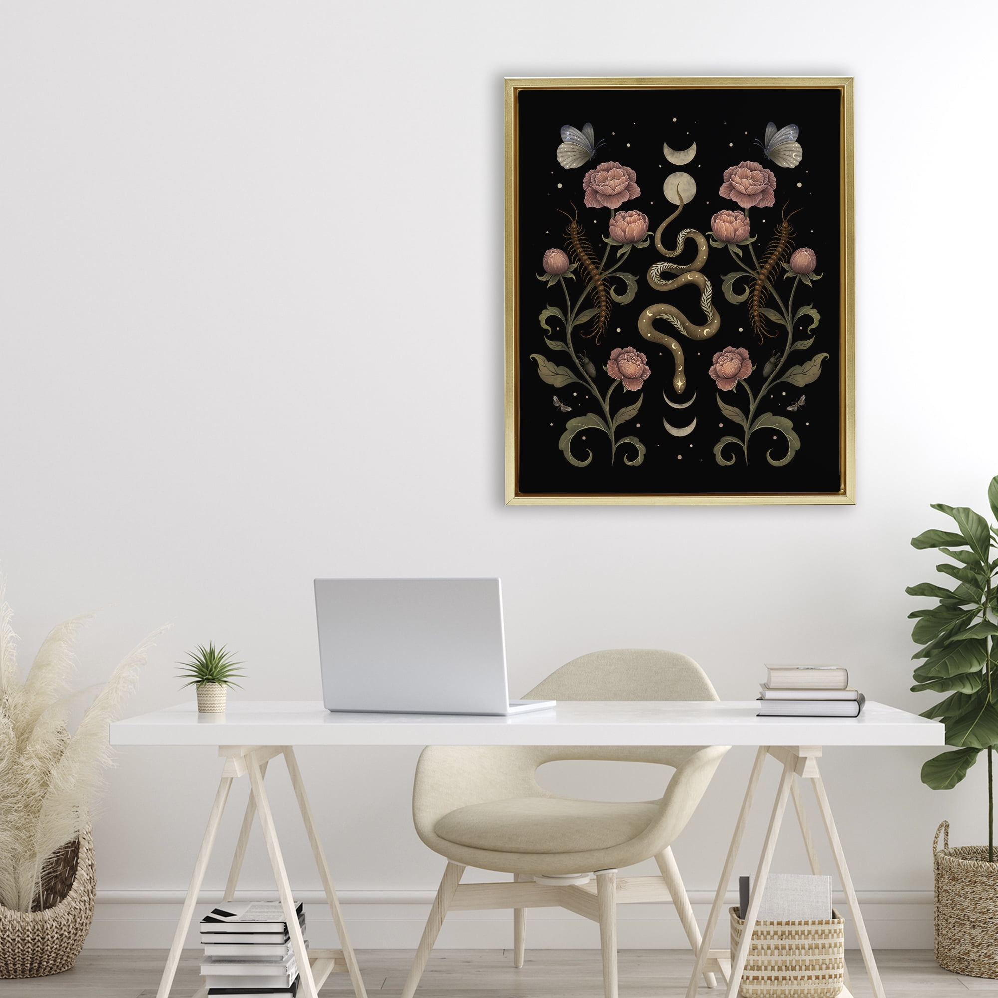Stupell Industries Serpentine Garden Symmetry Gold Framed Floater Canvas Wall Art, design by Episodic Drawings