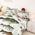 thumbnail image 3 of Feelyou Watercolor Trout Bass Fish Queen Sheet Sets for Men Kids, Rustic Wildlife Bed Set, Green Brown, 4pcs, 3 of 5