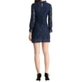 thumbnail image 4 of INSPIRE CHIC Women's Ruffle Crew Neck Long Sleeves Floral Lace Casual Mini Dress M Royal Blue, 4 of 9