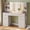 Gray, variant on Afuhokles Fluted Makeup Vanity Desk with Lighted Mirror and 5 Drawer, Modern Dressing Table with Charging Station for Bedroom, Oak