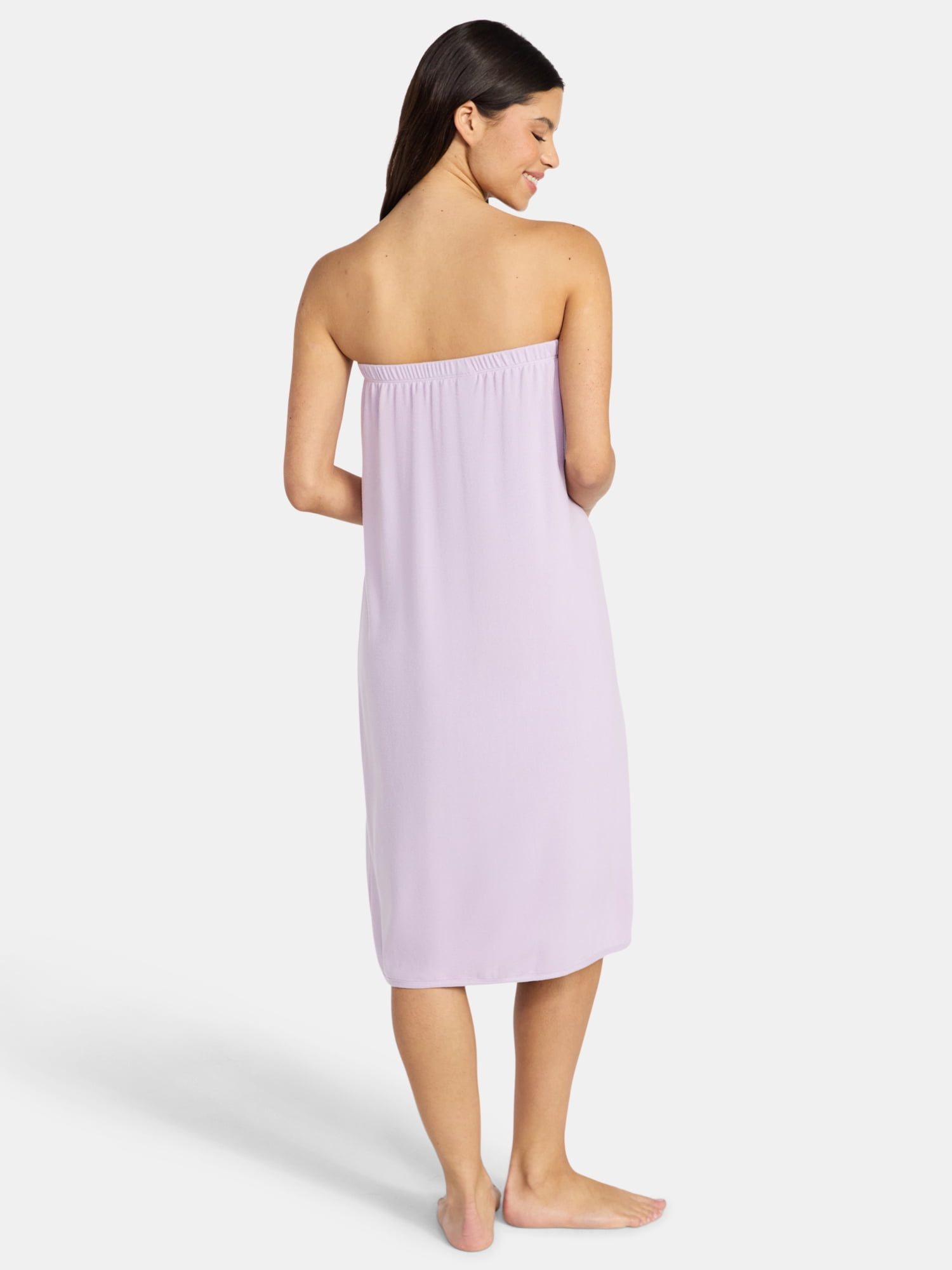 Lissome Women's Ultra Soft Stretch Knit Strapless Snap Closure Bath Wrap, Sizes S-3X
