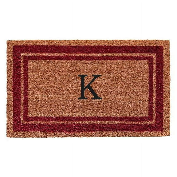 Calloway Mills Burgundy Border 24" x 36" Monogram Outdoor Doormat (Letter K)