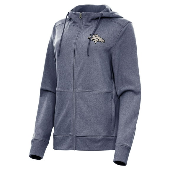 Women's Antigua  Heather Navy Denver Broncos Seeker Full-Zip Hoodie Jacket