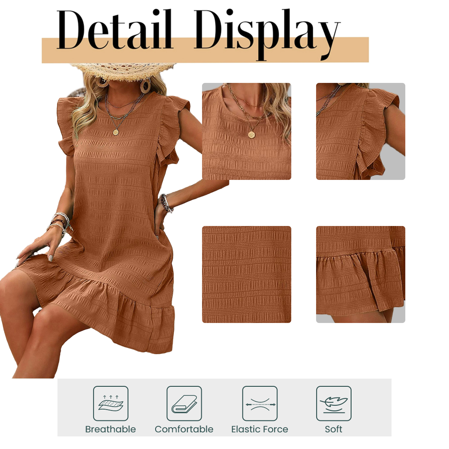 Cuteduck Women's Ruffle Sleeve Casual Dress photo 5
