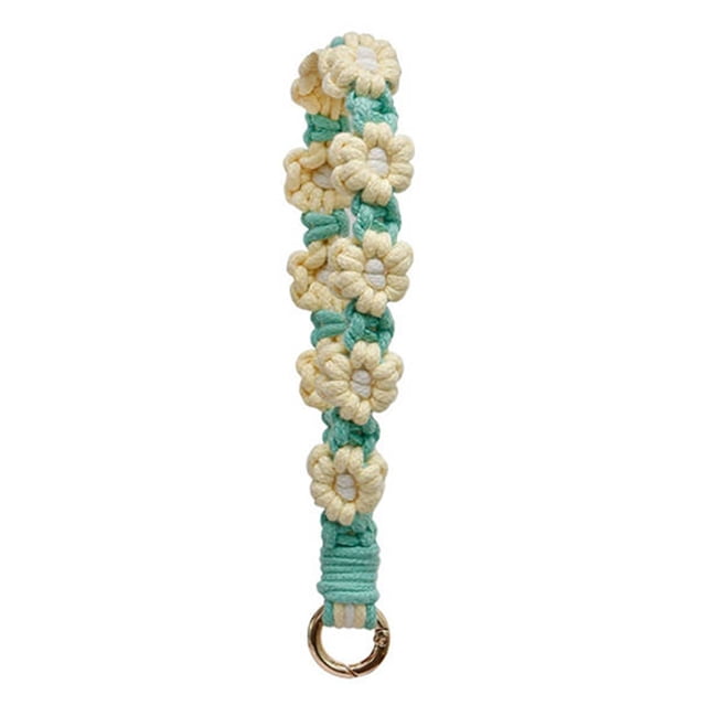 SIfdSeng Get it Fast Keychain Wristlet Keychain Weave Exquisite Keyring Holder Bracelet Lanyard Mobile Phone Lanyard Flower Chain Hand Woven High End Decoration