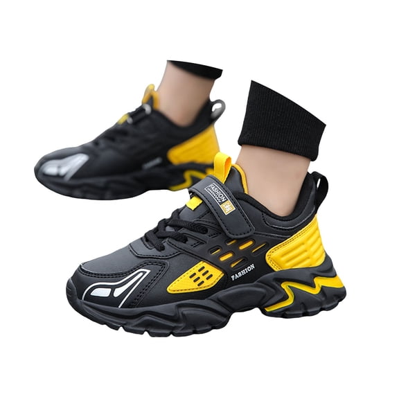 Toddler Wide Toe Box Shoes Arch Support Walking Athletic Tennis Sneakers with Thick Sole Cushion Comfortable Running Shoes Yellow Size 12 Little Kid