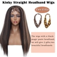 thumbnail image 2 of SEGO Headband Wig for Women 24 Inch Kinky Straight Black Mix Brown Wigs Headbands for Women Glueless None Lace Front Machine Made Wigs with Headband, 2 of 7