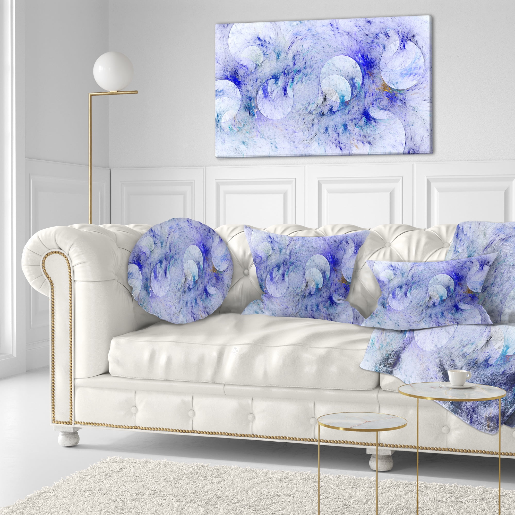 Designart Light Blue Fractal Glass Texture - Abstract Throw Pillow - 12x20
