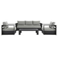 thumbnail image 5 of Lounge Sectional Sofa Chair Table Set, Grey Gray, Aluminum, Metal, Fabric, Modern Contemporary, Outdoor Patio Balcony Cafe Bistro Garden Furniture Hotel Hospitality, 5 of 10