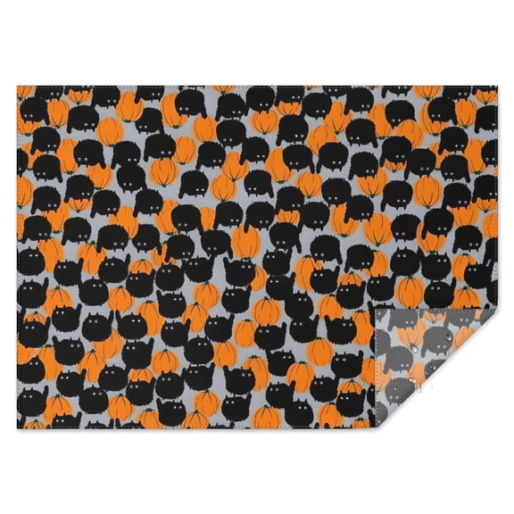 Halloween Black Cat Pumpkin Pattern Rectangle Tablecloth 60"x84",Waterproof Polyester Rectangle Table Cloth, Wipeable Spillproof Polyester Tablecloth for Dining, Camping, Indoor and Outdoor