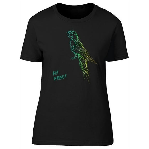 Art Parrot Green Lines T-Shirt Women -Image by Shutterstock, Female Medium