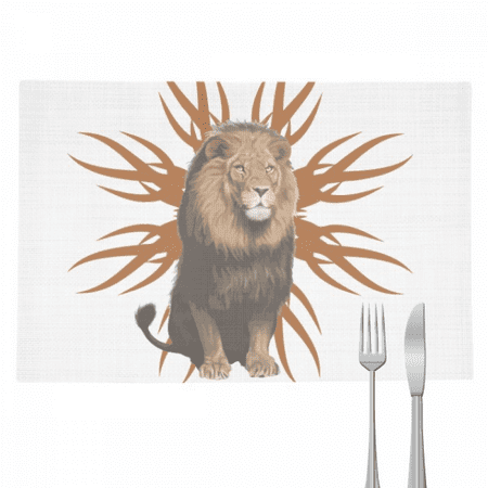 

Feline Lions Fierce Flames Placemat Pad Kitchen Woven Heat Resistant Cushion Rectangle