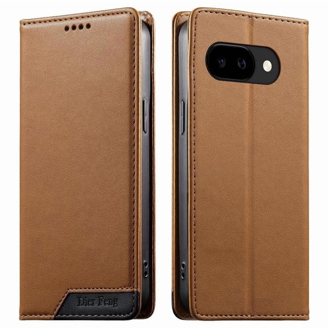 Funda Tipo Cartera de Cuero Sintético para Google Pixel 10A Bloqueo RFID, con Ranuras para Tarjetas y Bolsillo para Efectivo, Cierre Magnético Fuerte Marrón