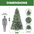 thumbnail image 3 of 9ft Snow Flocked Christmas Tree with Lights, Christmas Tree with Pine Cones, Berries, Foot Pedal, 2128 Branch Tips, 900 Warm Lights and Metal Stand by Homestock, 3 of 8