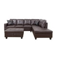thumbnail image 4 of PonLiving Furniture Brown Faux Leather 3 Piece Sectional Sofa Couch Set, L-Shaped Modern Sofa with Chaise Storage Ottoman for Living Room Furniture, Right Hand Facing, 4 of 5