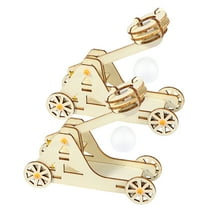 Raindrops 2Sets Compact Wooden Trebuchet Kit for Stem Science Education and Handmade Physics Models