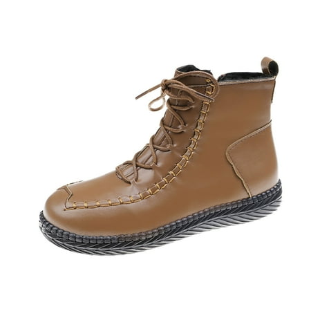 

TAIAOJING Women s Snow Boots Velvet Low Snow Boots Plus Size Lace Up Shoes Round Toe Boots Zapato