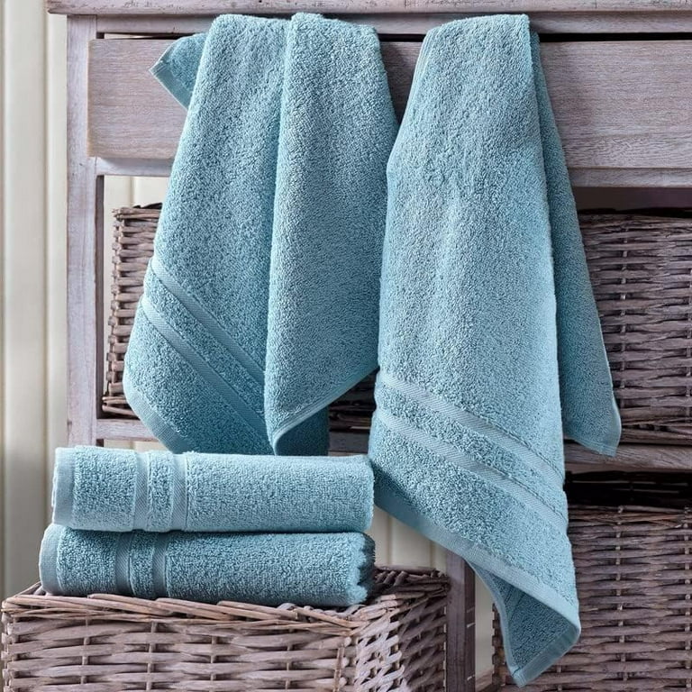 Hammam Linen Light Blue Hand Towels Set of 4 – Luxury Cotton Hand Towels  for Bathroom – Soft Quick Dry Towels