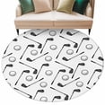 thumbnail image 2 of Golf Balls Round Living Room Rugs 6 ft, Retro Sports Style Golf Poles Minimalist Modern Washable Area Rug with Non-Slip Sturdy Edge Binding Round Carpet for Kitchen Office Bedroom, 2 of 9