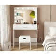 thumbnail image 3 of VEANERWOOD Vanity Set with 3 Color Lighted Mirror Makeup Table 55" with Charging Station Large Drawer, White, 3 of 9