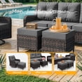thumbnail image 4 of Gotland 7-Piece Outdoor Patio Furniture Set, 3-Seat Sofa, 2 Wicker Swivel Chairs, coffee Table, 2 Ottomans & Wicker Fire Pit Table, All-Weather Outdoor Set, Gray, 4 of 6