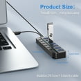 thumbnail image 4 of OWNTECH 7 Port USB Hub Splitter 3.0 Powered for Laptop Computer USB Extender Hub with Individual Switches, 4 of 7