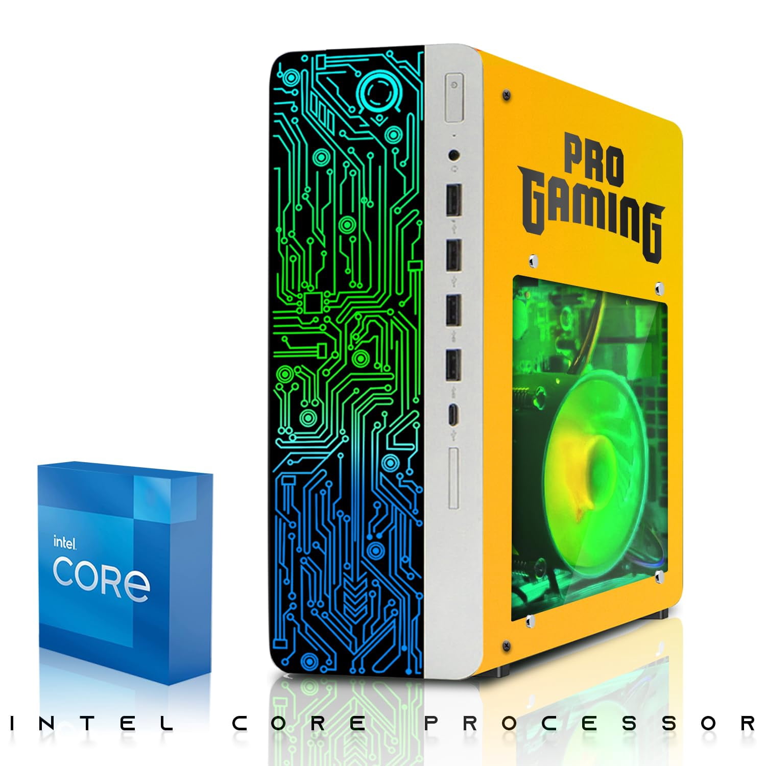 Restored HP G4 Gaming Desktop Computer PC Lambo Intel i5,16GB RAM,256GB SSD OS + 2x500GB HDD,32 Inch Curve Monitor,GT 730 Graphics,RGB KBM with AI Copilot,WiFi,RGB Headphone,Windows 11