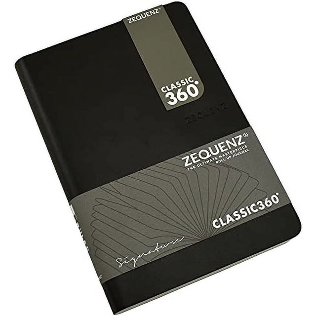 Zequenz Clásico 360 Serie, Tamaño Mediano, Negro, Papel Rayado, Diario Blando, 4.9 x 7, 200 hojas / 400 páginas